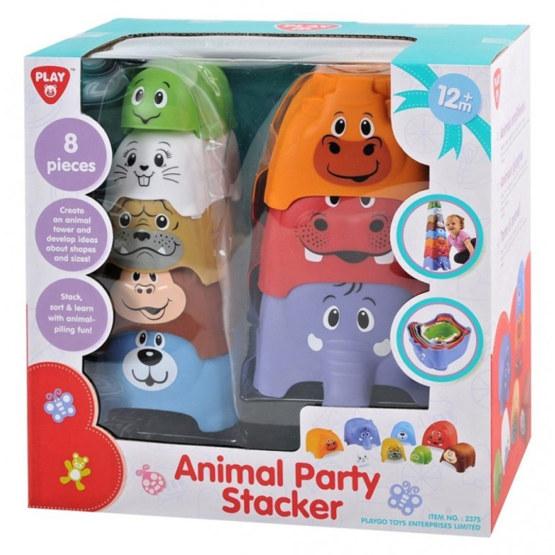 Pyramida/věž kubus zvířátka 8ks plast