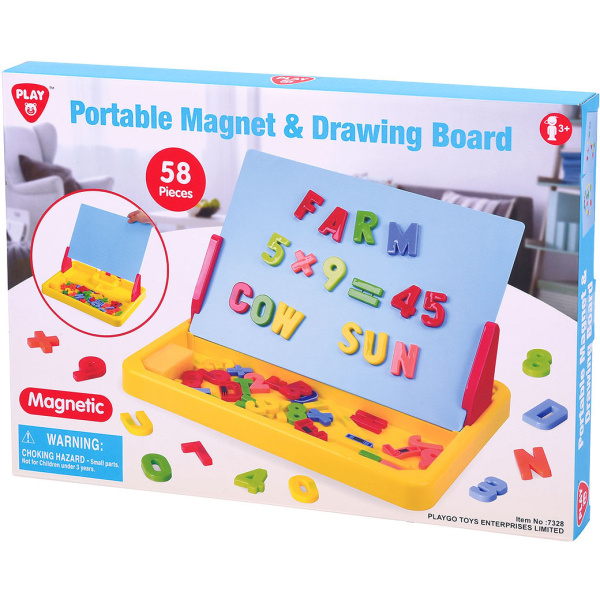 PLAYGO - Přenosná magnetická a kreslící tabule 58 ks