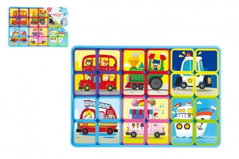 Teddies magnetické deskové doprava plast ve fólii 30x20x1cm 12ks v boxu 24m+ 00560115-XG