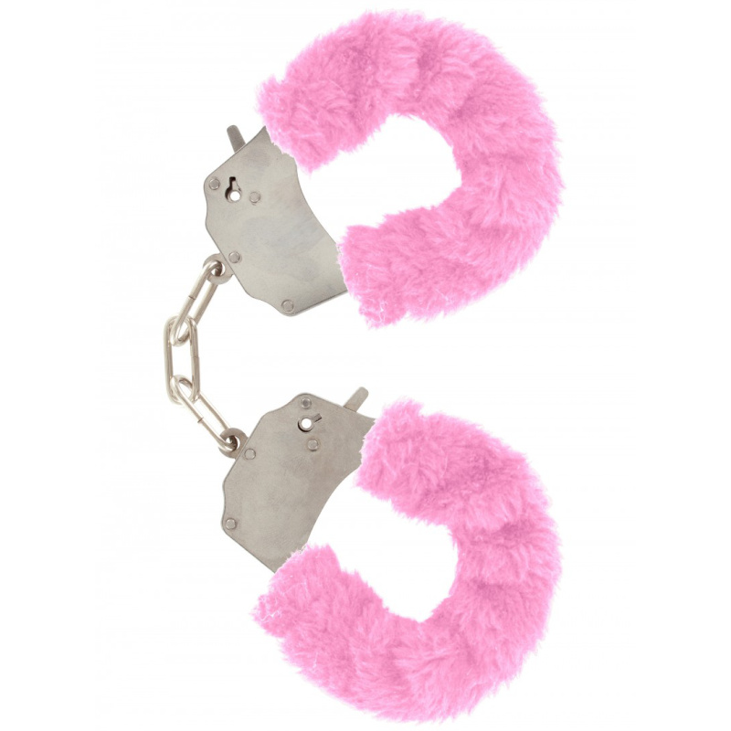 Toyjoy Furry Fun Cuffs plyšová kovová pouta | Růžová