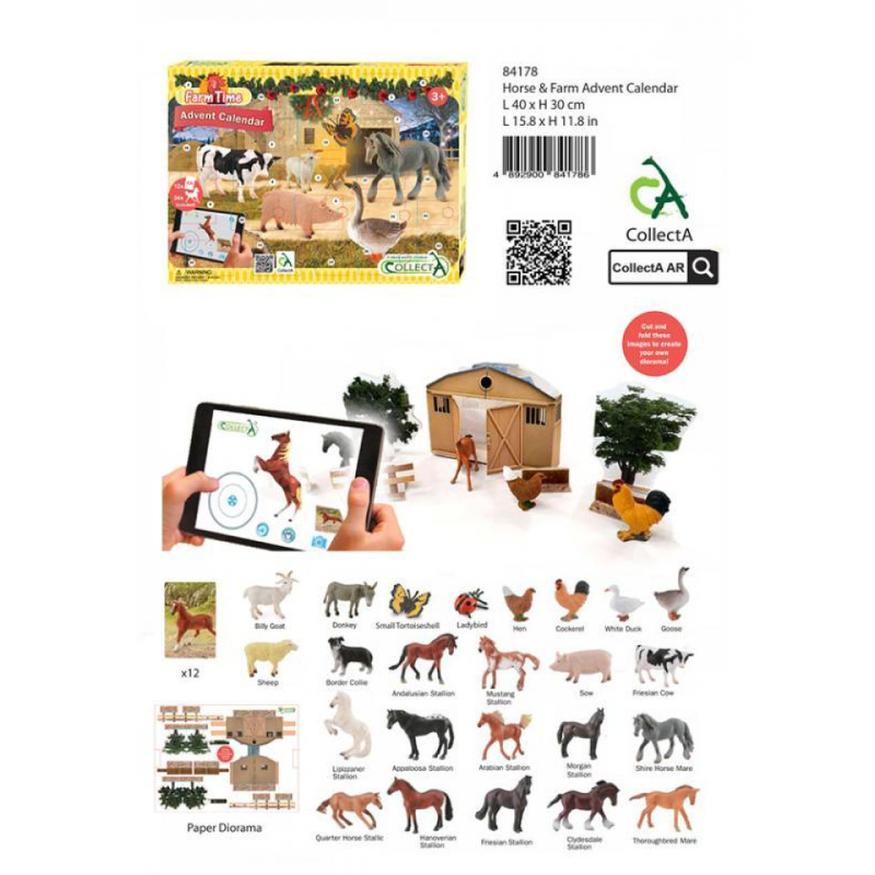 MAC TOYS Kalendář adventní farma a koně interaktivní 40x30cm