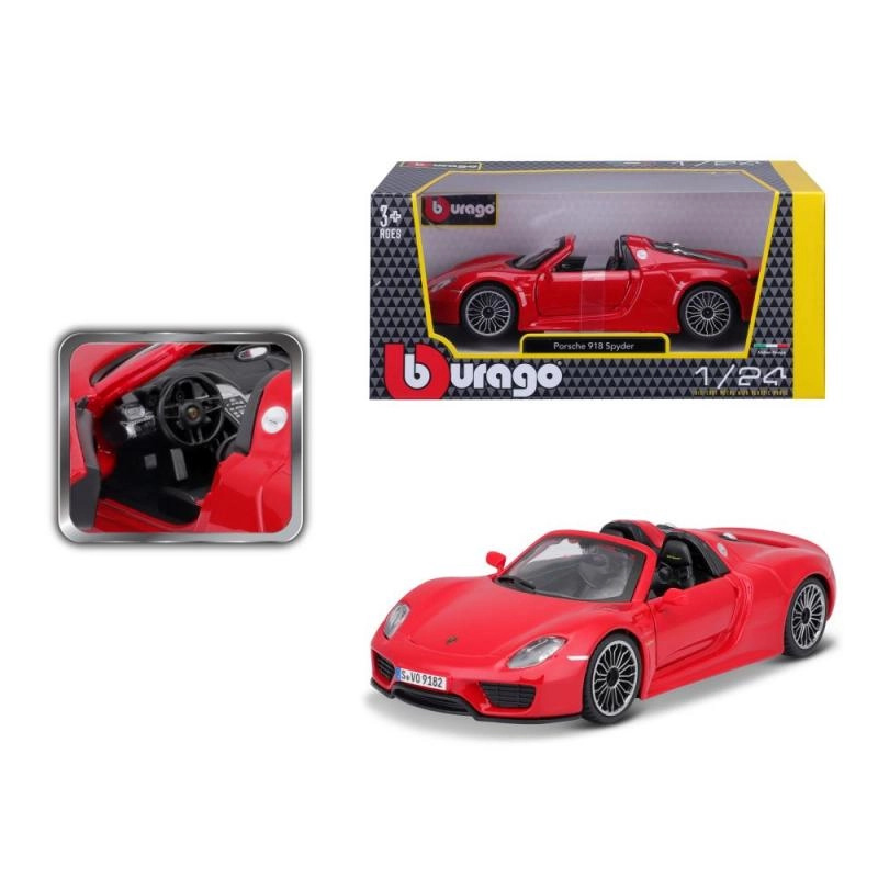 Bburago Plus Porsche 918 Spyder červená 1:24