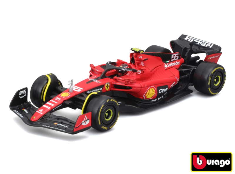 Bburago Formule F1 Ferrari Scuderia SF 23 2023 nr.55 Carlos Sainz s řidičem 1:43