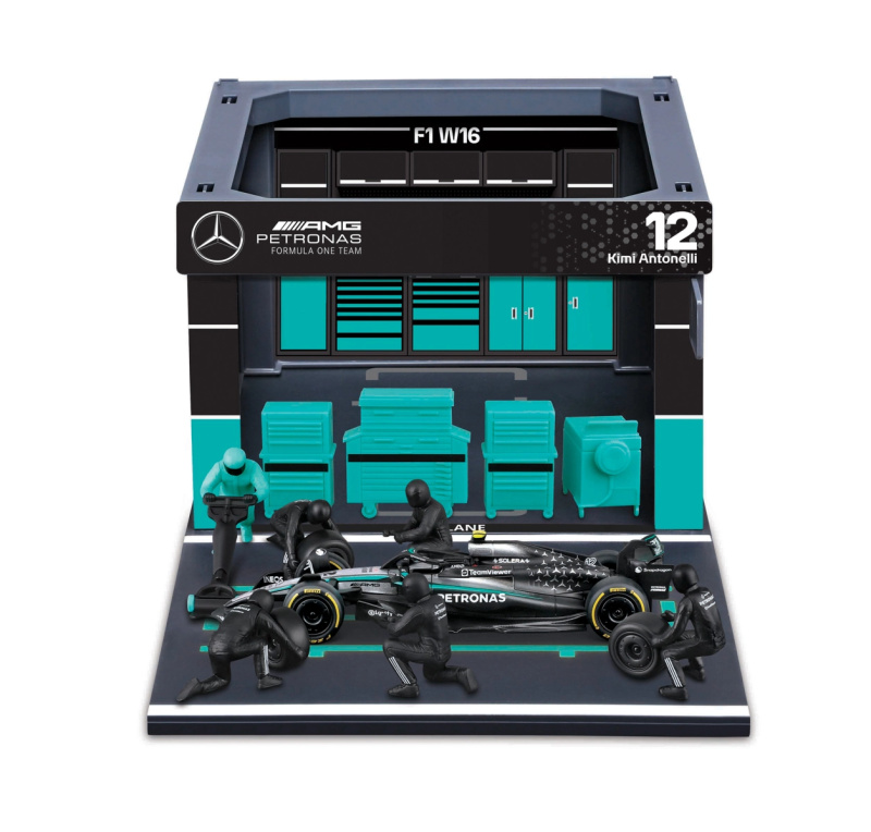 Bburago - Formula Racing F1 Pit Pass set - Mercedes-AMG Petronas W16 (2025) #12 Kimi Antonelli, 1:43