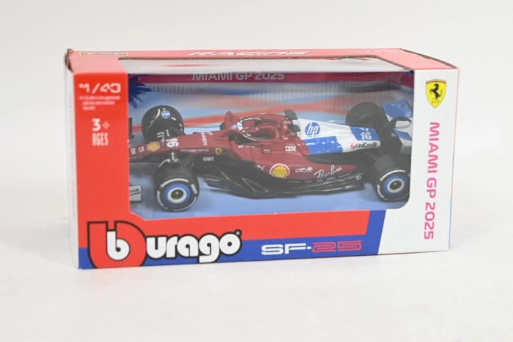 Bburago model Ferrari SF-25 č. 16 Charles Leclerc Miami 1:43
