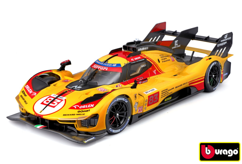 kovový model bburago 1:18 ferrari 499p #83 yellow 24h le mans 2024