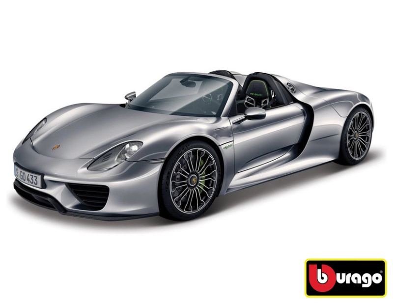 Bburago 1:24 Porsche 918 Spyder Metallic šedá 18-21076