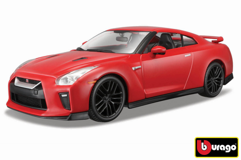 Nissan GT-R Bburago 1:24 metallic bílá – Červený