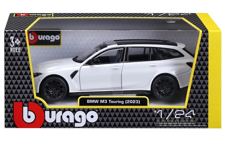 Bburago BMW M3 Touring 2023 bílý model v měřítku 1:24