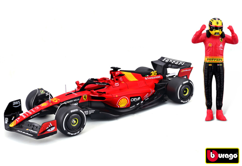 kovový model bburago ferrari sf23 1:24 s figurkou jezdce
