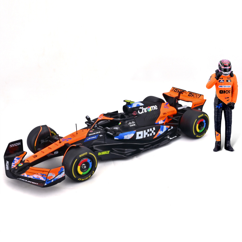 Bburago 1:24 RACE Formula F1 - McLaren F1 Team MCL38 (2024) #4 (Lando Norris) -with driver and decor