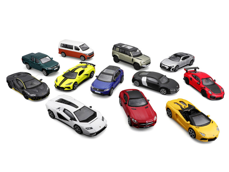 Bburago Auto Street Fire kov/plast mix druhů v krabičce 13x6x5 5cm 24ks v boxu 1:43