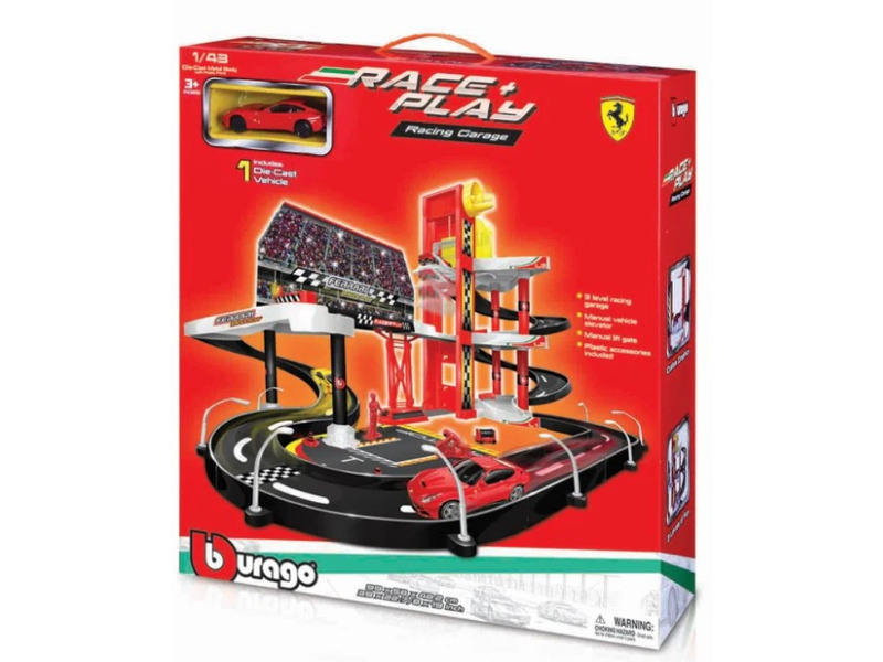 Bburago 1:43 Ferrari Race & Play Racing Garage + auto