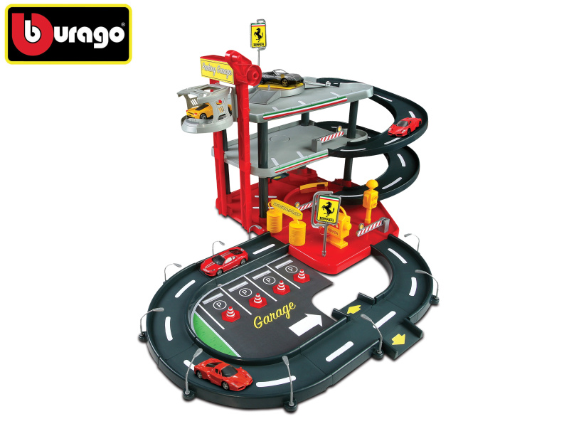 Bburago 1:43 Ferrari Race & Play Parking Garage - 2 autíčka