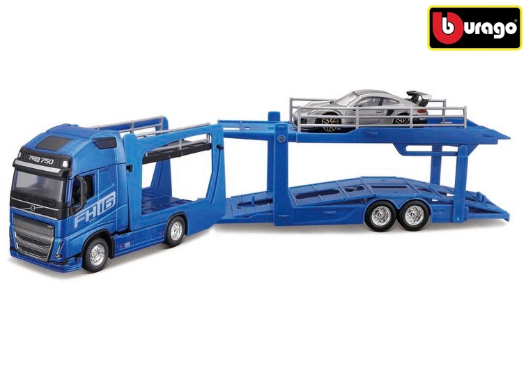 Bburago STR FIRE Multicar Carrier Volvo FH16 w/Porsche 911 GT2 RS 1:43