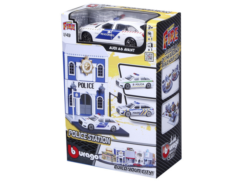 Bburago city 1/43 - Audi A6 policejní auto a policejní stanice