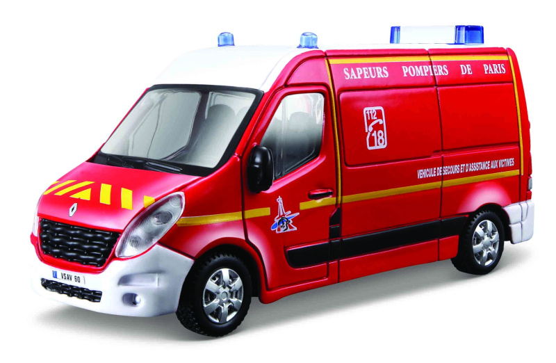 bburago 1:50 emergency – renault master hasiči/policie