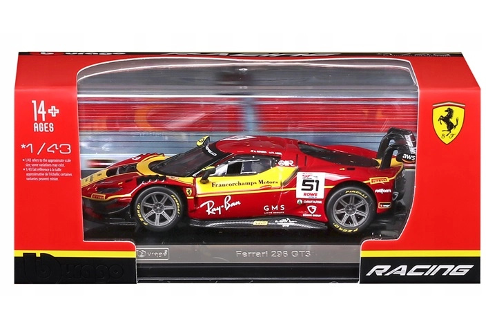 Bburago Ferrari Racing 296 GT3 2025 červená #51 1:43 - 1 kus