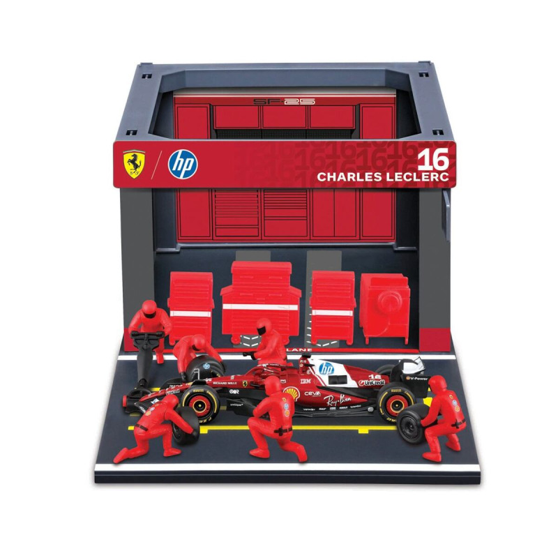 Bburago - Formula Racing F1 Pit Pass set - Ferrari SF-25 (2025), #16 Charles Leclerc, 1:43