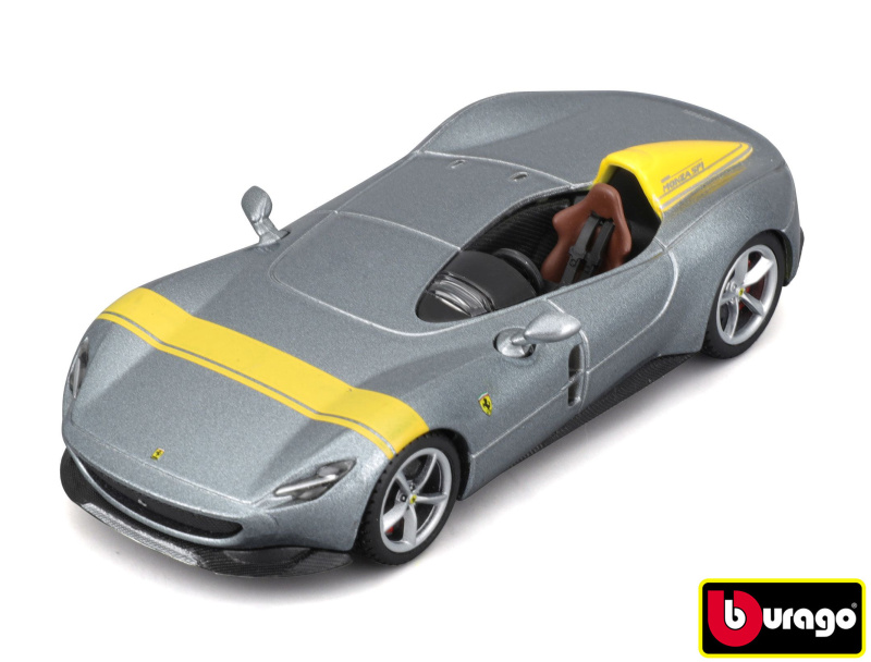 Bburago 1:43 Ferrari  Signature Series - Ferrari Monza SP1 - Silver/ Yellow