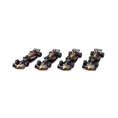 bburago 1:43 formula 1 red bull racing rb20 4-pack (2024) – verstappen a perez