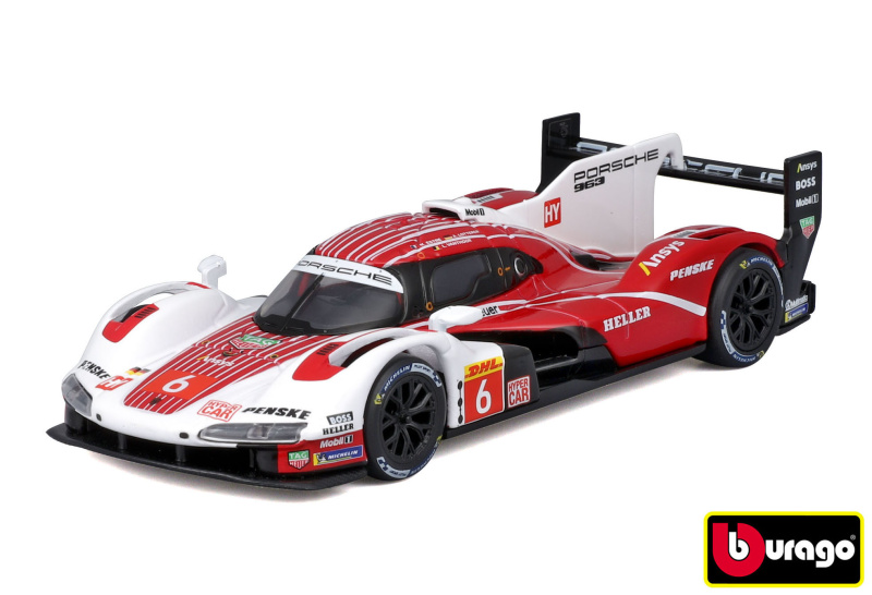 bburago 1:43 porsche 963 č. 6 – sběratelský model v dárkové krabičce