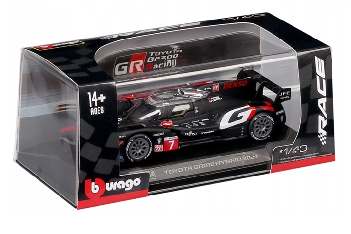 Bburago model auta Toyota GR010 Hybrid #7 1:43 černý - 1 kus
