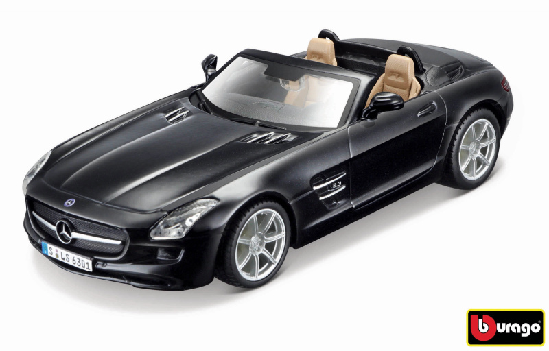 Bburago - Auta HOBBY, Mercedes - Benz SLS AMG Roadster, černá metalíza, 1:32