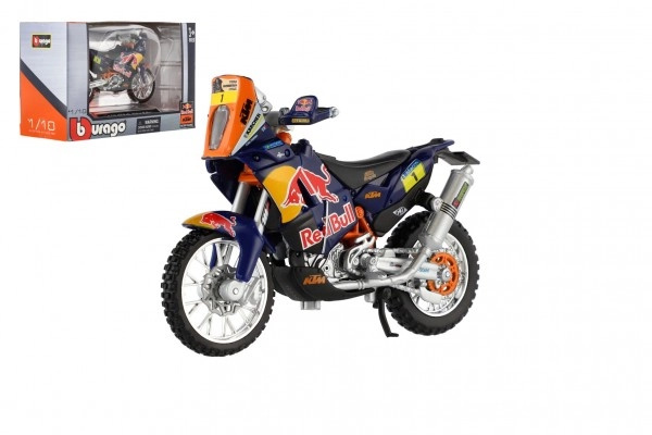 Motorka Bburago KTM 450 Rally Dakar Rally kov/plast 12cm v krabičce 17x11x7cm
