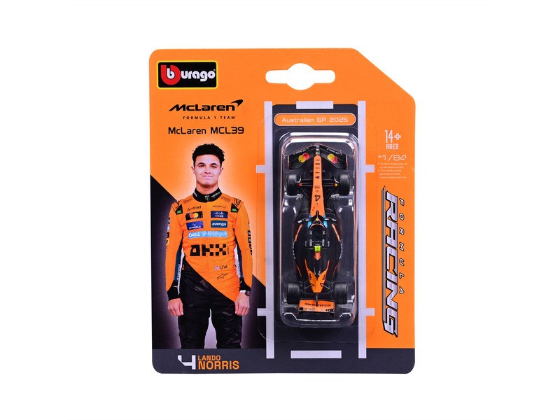Bburago – FORMULA RACING McLaren Team MCL39 (2025), #4 Lando Norris, blistr, 1:64