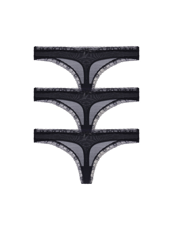 3PACK dámská tanga Dorina Essential Microfibre černá (DCTH0013MI138-3X0009) L
