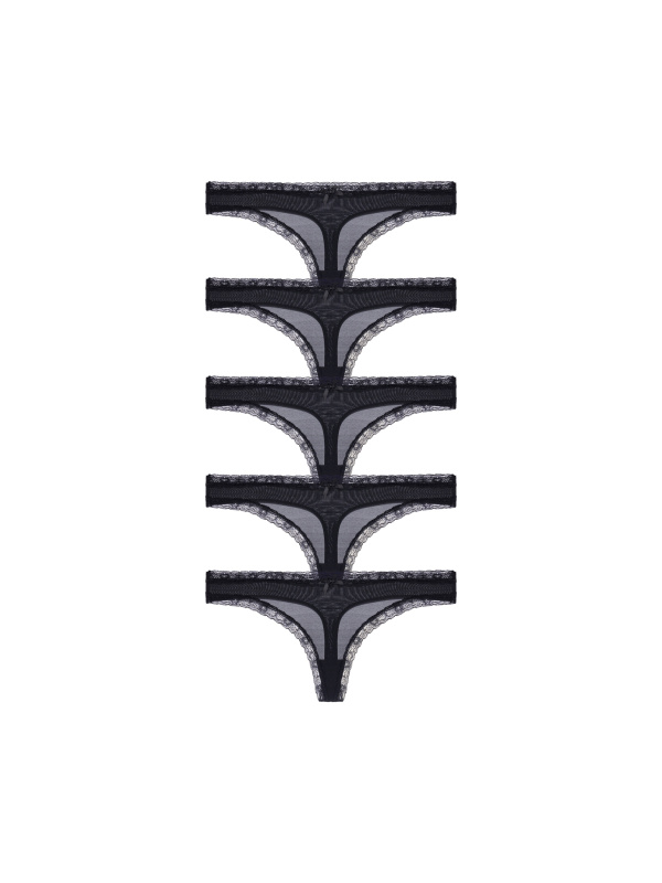 5PACK dámská tanga Dorina Essential Microfibre černá (DCTH0013MI138-5X0001) M