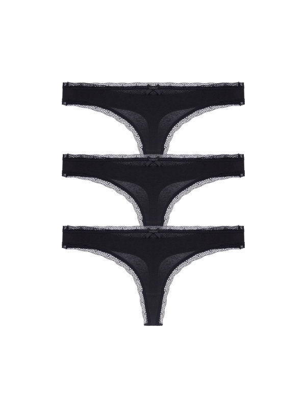 3PACK dámská tanga Dorina Essential Cotton černá (DCTH0013CO035-3X0009) XXL