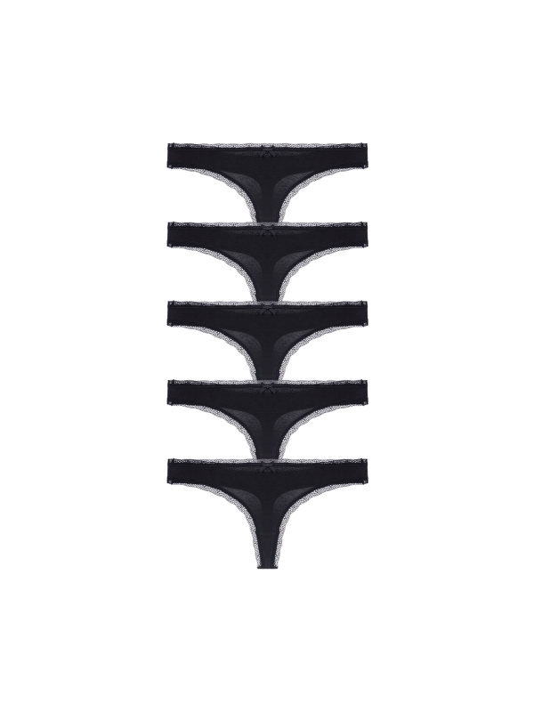 5PACK dámská tanga Dorina Essential Cotton černá (DCTH0013CO035-5X0001) L