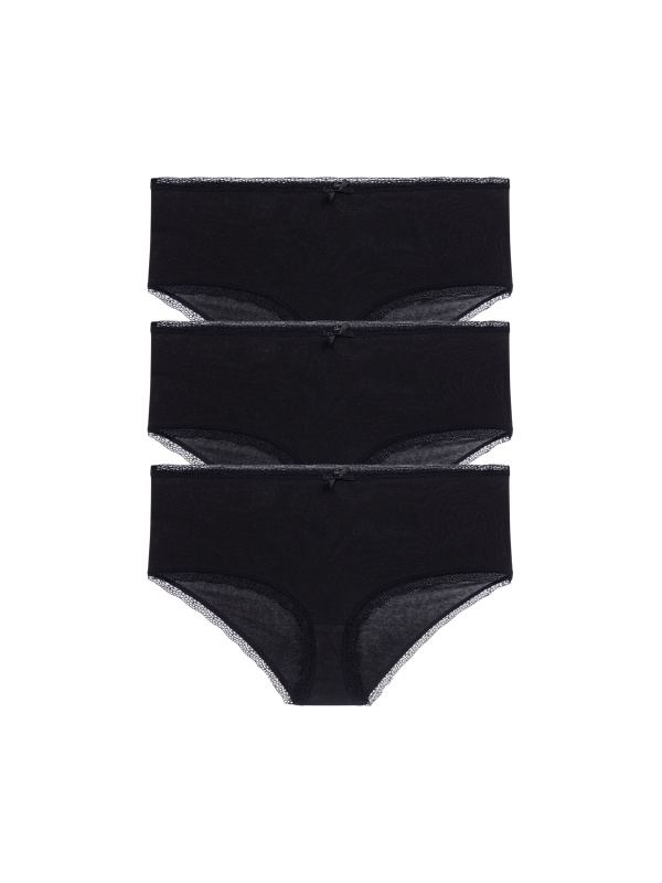 3PACK dámské kalhotky hipster Dorina Essential Cotton černé (DCMI0013CO035-3X0009) L