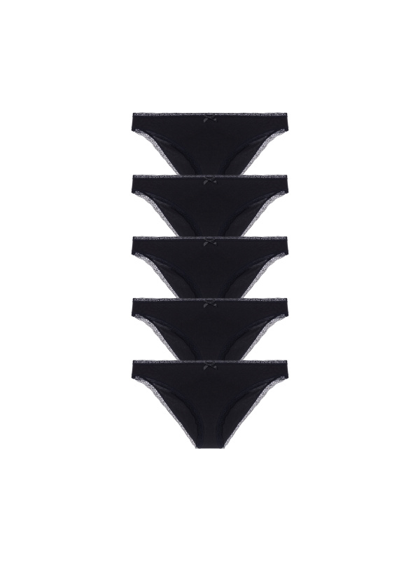 5PACK dámské kalhotky brazilky Dorina Essential Cotton černé (DCBZ0006CO035-5X0001) L