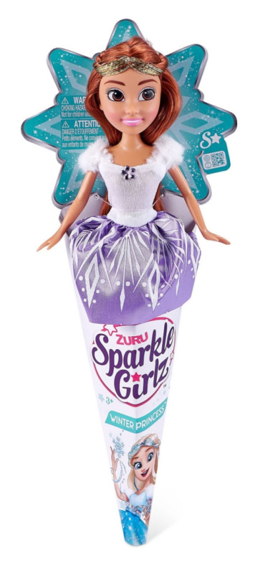 Zuru sparkle girlz zimní princezna v kornoutku brunetka