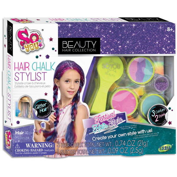 TASIA - Barevné křídy na vlasy s třpytkami