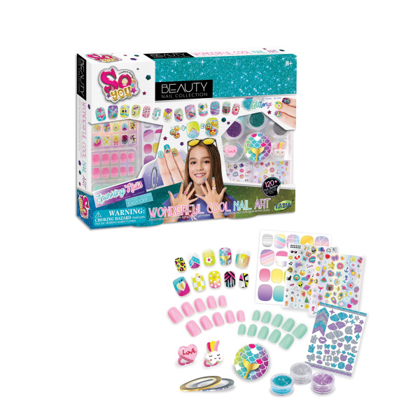 TASIA - Velká nehtová sada pro úpravu nehtů s třpytkami a prsteny