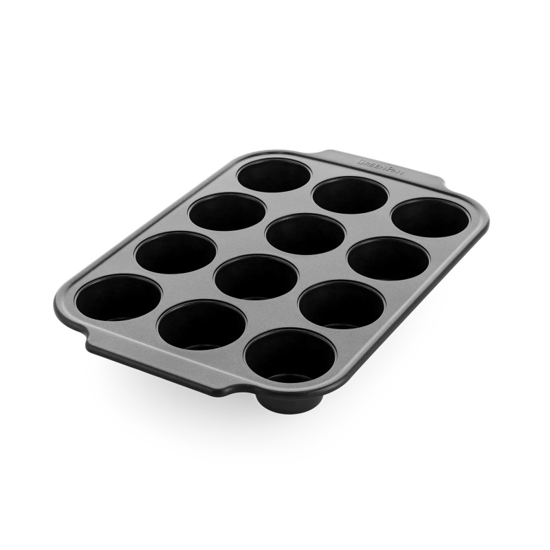 GreenPan Nepřilnavá forma na pečení 12 ks muffinů, Bistro, černá CC007766-001