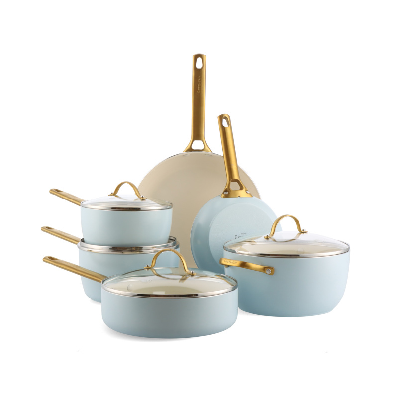 GreenPan Sada nádobí s nepřilnavým keramickým povrchem, Padova Reserve, 10 ks, světle modrá CC008485-001