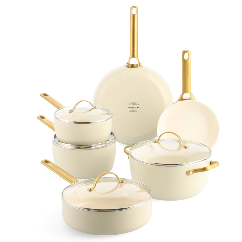 GreenPan Sada nádobí s nepřilnavým keramickým povrchem, Padova Reserve, 10 ks, světle krémová CC008495-001