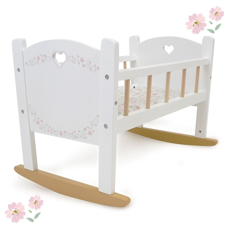 Wooden Doll Cradle, Petit Flora