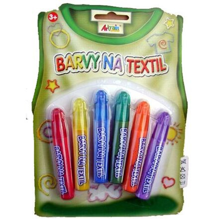 Barvy na textil základní 6ks na kartě 15x20cm