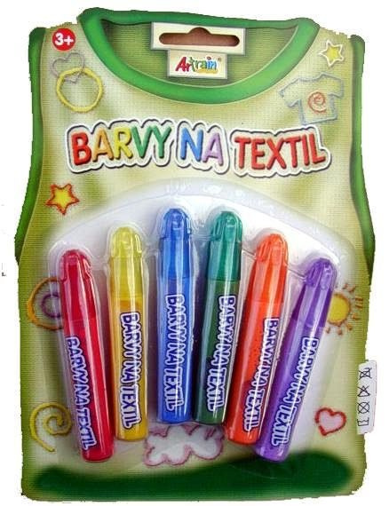 Barvy na textil základní 6ks na kartě 15x20cm