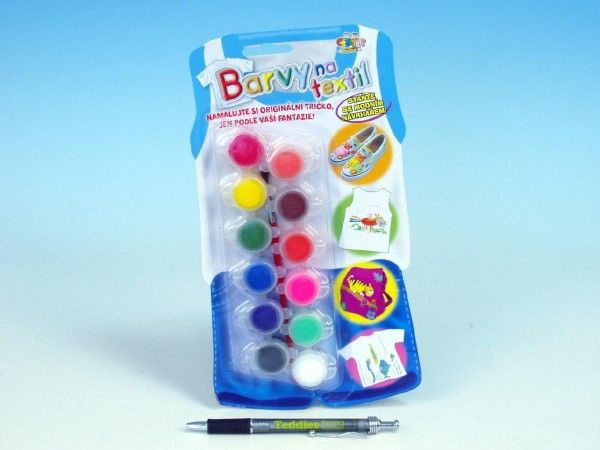 SMT Creatoys Barvy na textil 12 ks + štětec