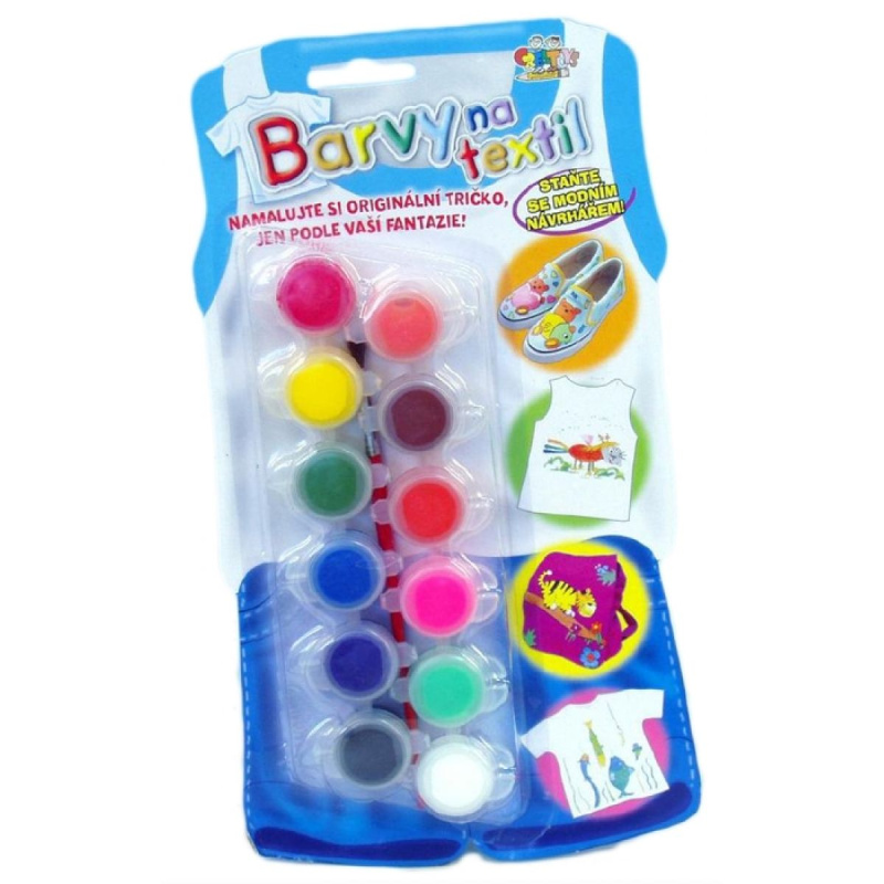 SMT Creatoys Barvy na textil 12 ks + štětec
