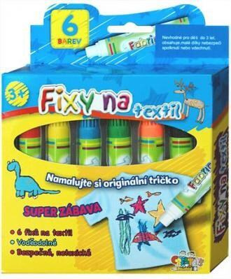 SMT Creatoys Fixy na textil vodě odolné 6 ks v krabičce 13x13cm
