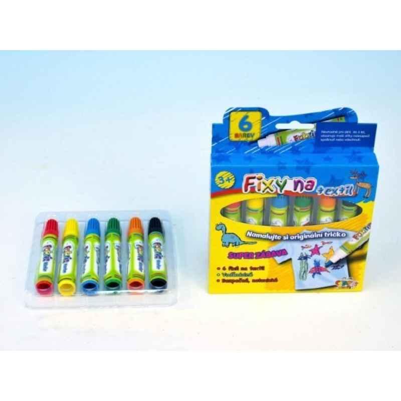 SMT Creatoys Fixy na textil vodě odolné 6 ks v krabičce 13x13cm