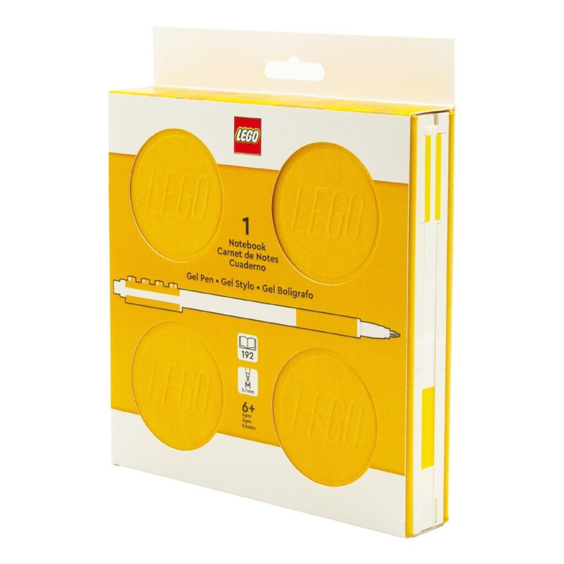 LEGO Zápisník s gelovým perem jako klipem a náhradní náplní - žlutý